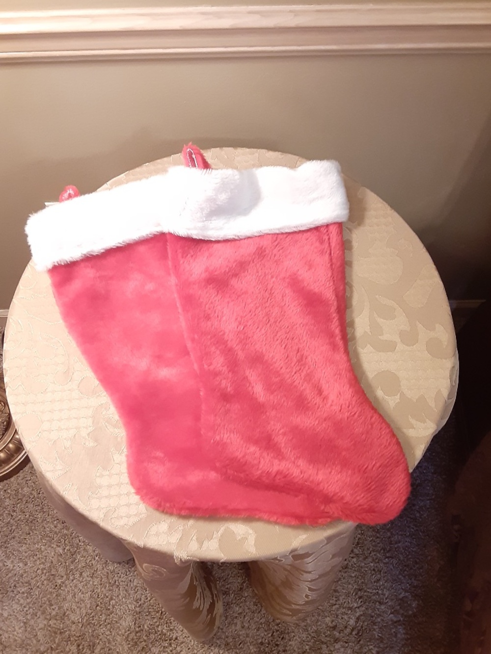 Red & White Plush Christmas Stockings Set